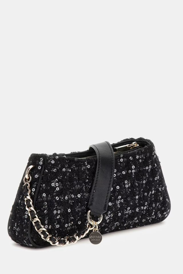 Guess Giully Payetli Tüvit Çapraz Çanta Siyah