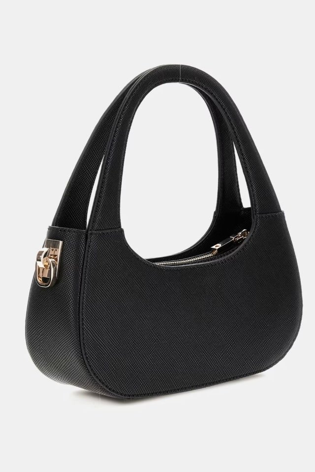 Guess Eco Jazlynn Saffiano Hobo Çanta Siyah