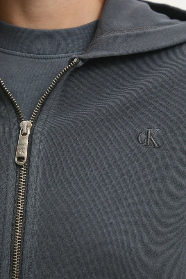 Calvin Klein Sırtı Desenli Logo Fermuarlı Kapşonlu