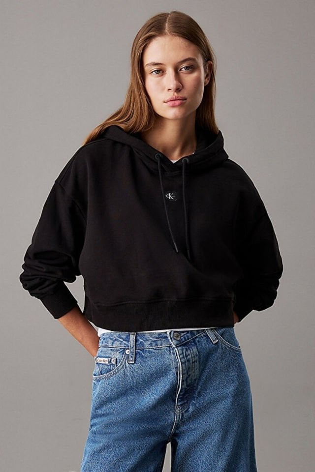 Calvin Klein Woven Label Hoodie Siyah