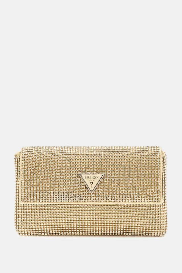 Guess Zalina Taşlı Mini Çapraz Çanta Altın