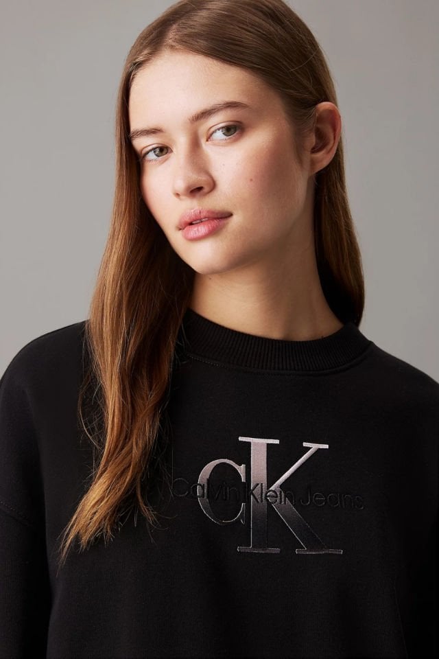 Calvin Klein Rahat Monogram Sweatshirt Elbise Siyah