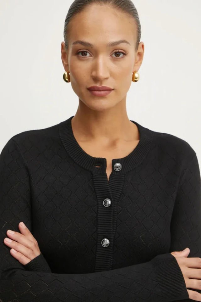 Guess Açık örgü Crop Kesim Hırka Siyah