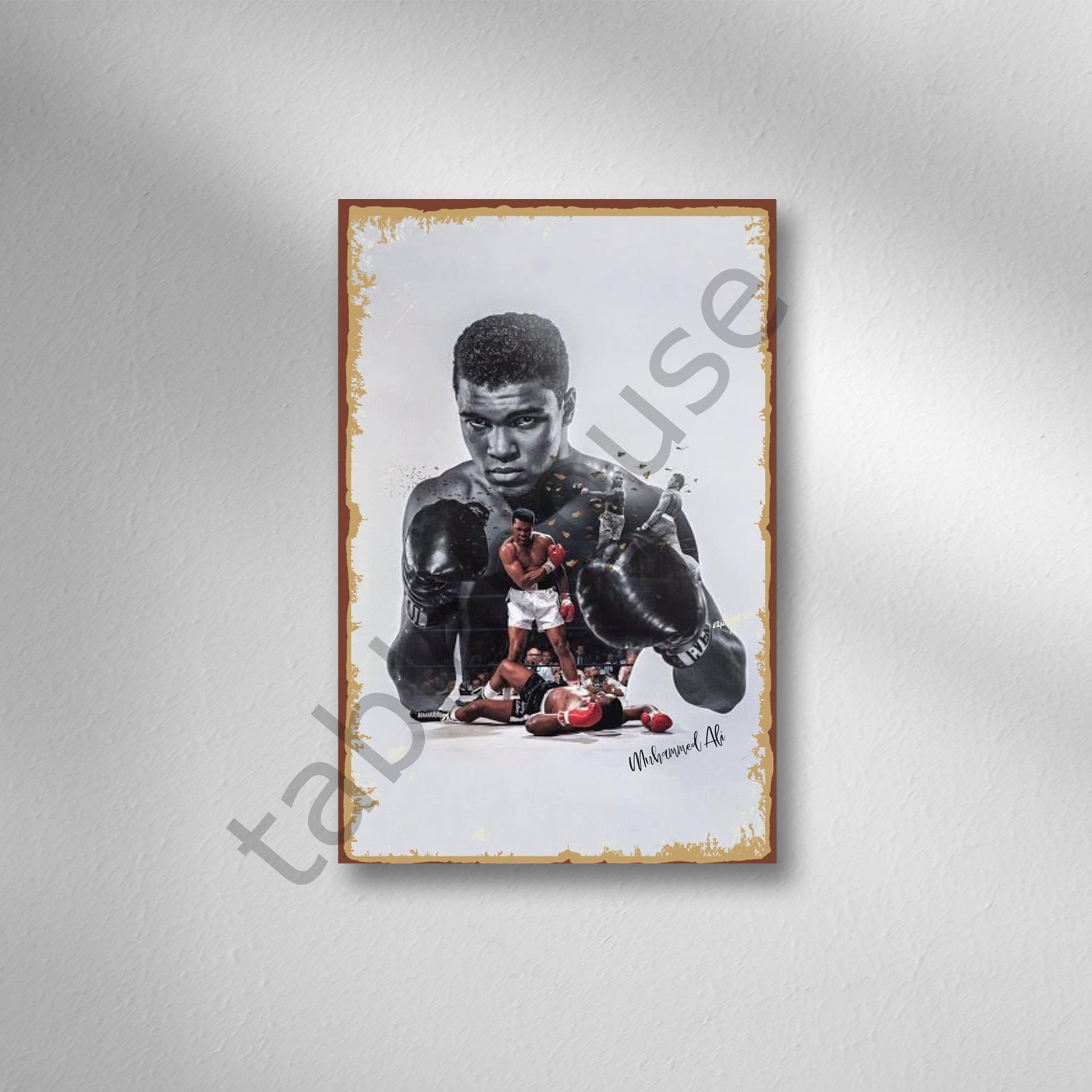 Muhammed Ali Retro Ahşap Poster