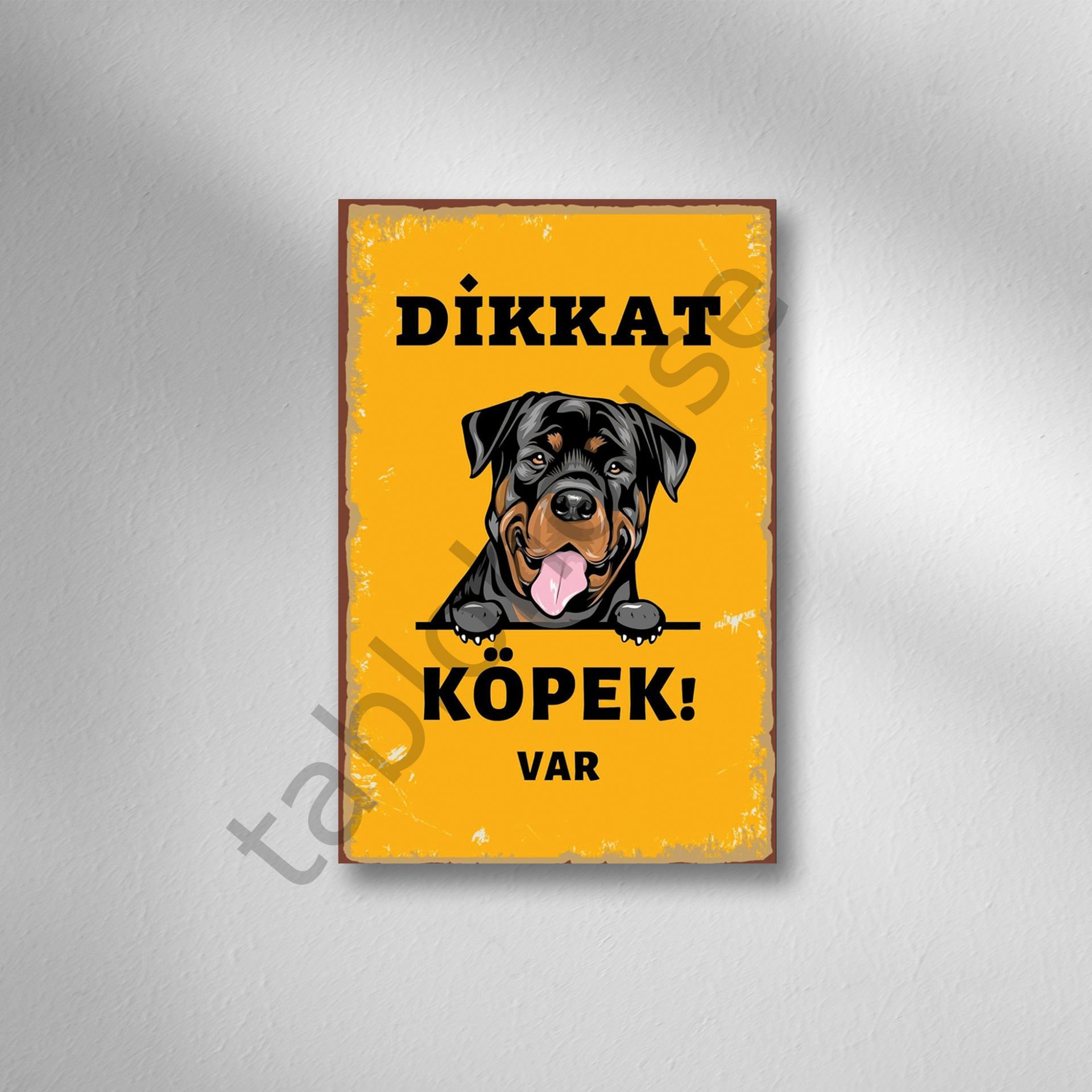 Dikkat Köpek Var Retro Ahşap Poster