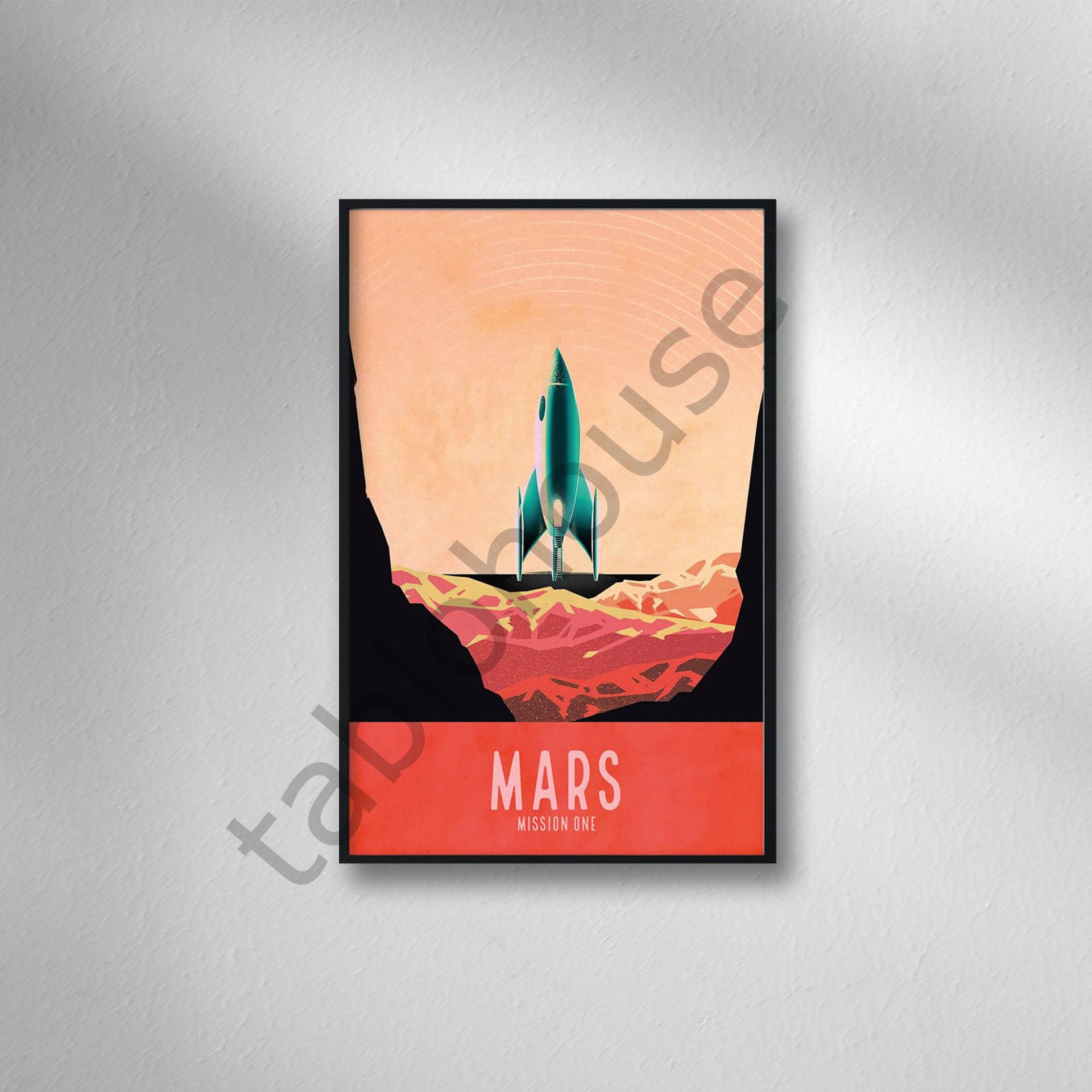 Mars Retro Ahşap Poster