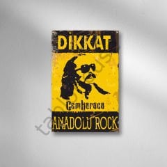 DİKKAT Anadolu Rock Retro Ahşap Poster