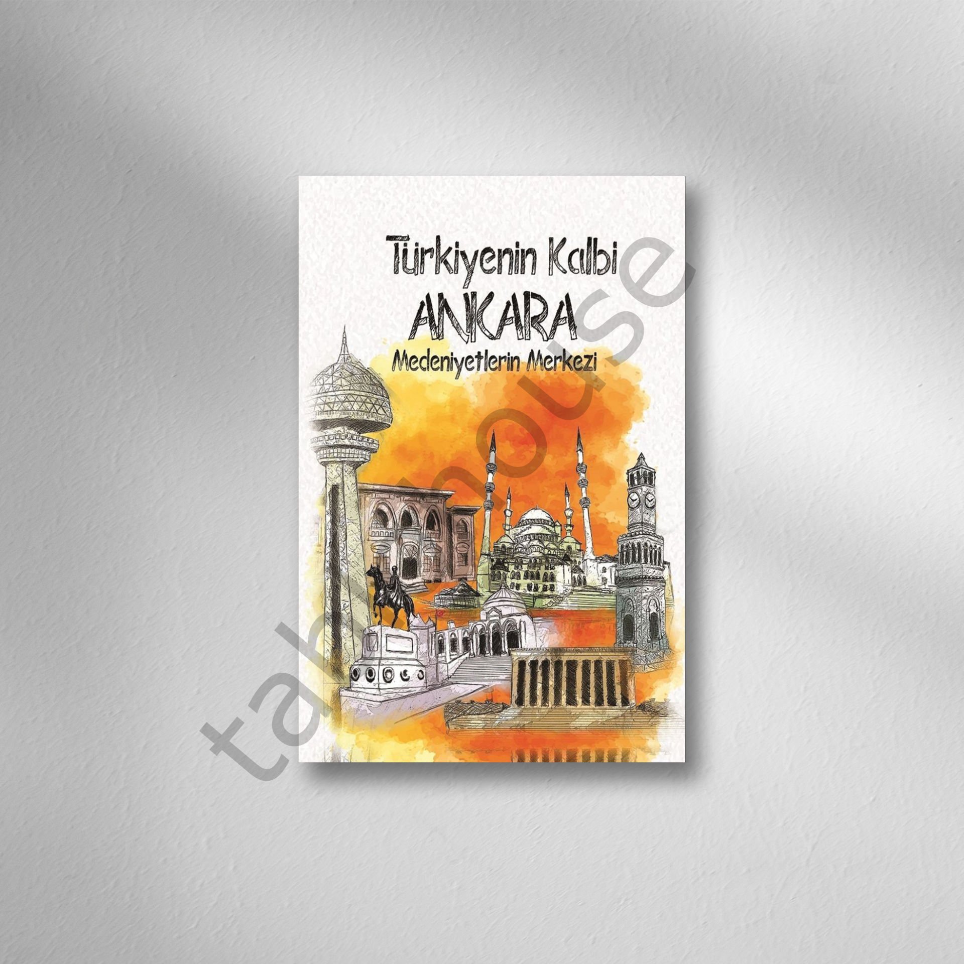 Türkiyenin Kalbi Ankara  Retro Ahşap Poster