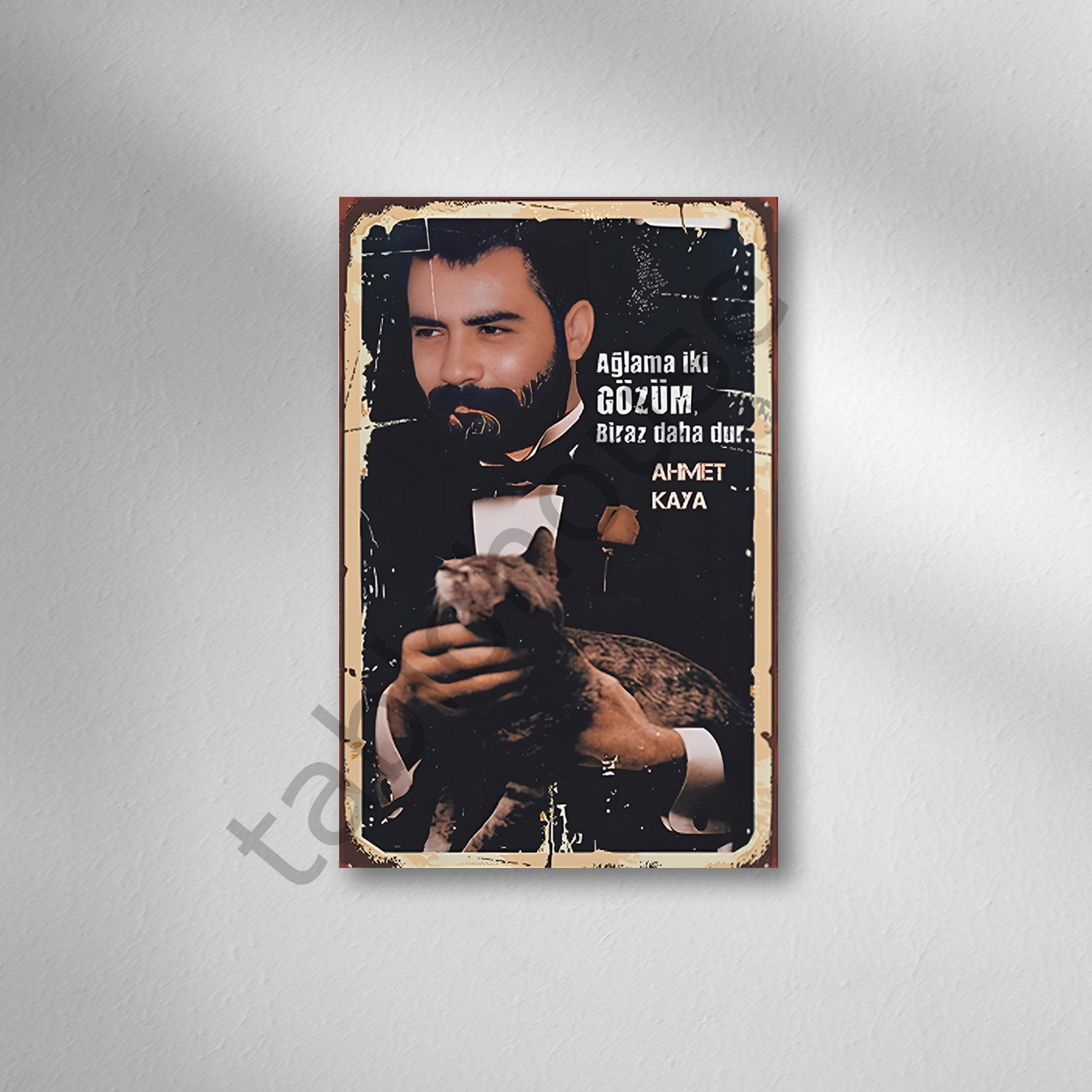 Ahmet Kaya ''Ağlama İki Gözüm Biraz Daha Dur'' Retro Ahşap Poster