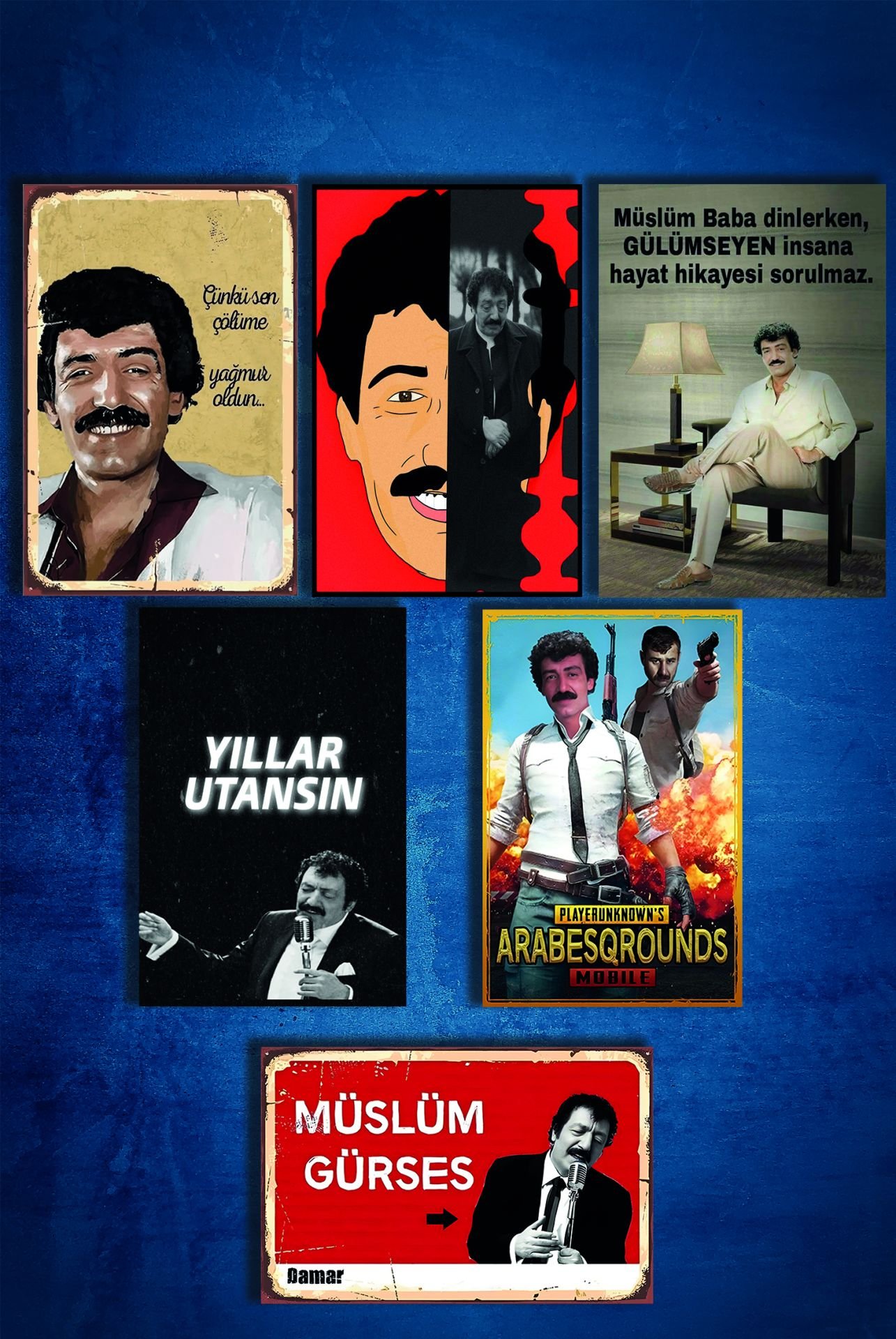 6'lı Retro Ahşap Poster