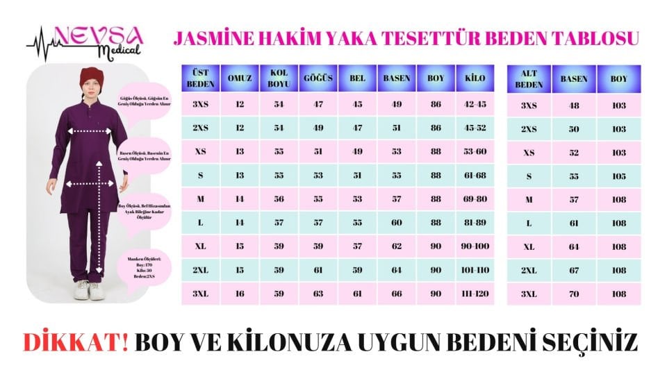 JASMİNE Hakim Yaka İndigo Tesettür Uniforma (Likralı)