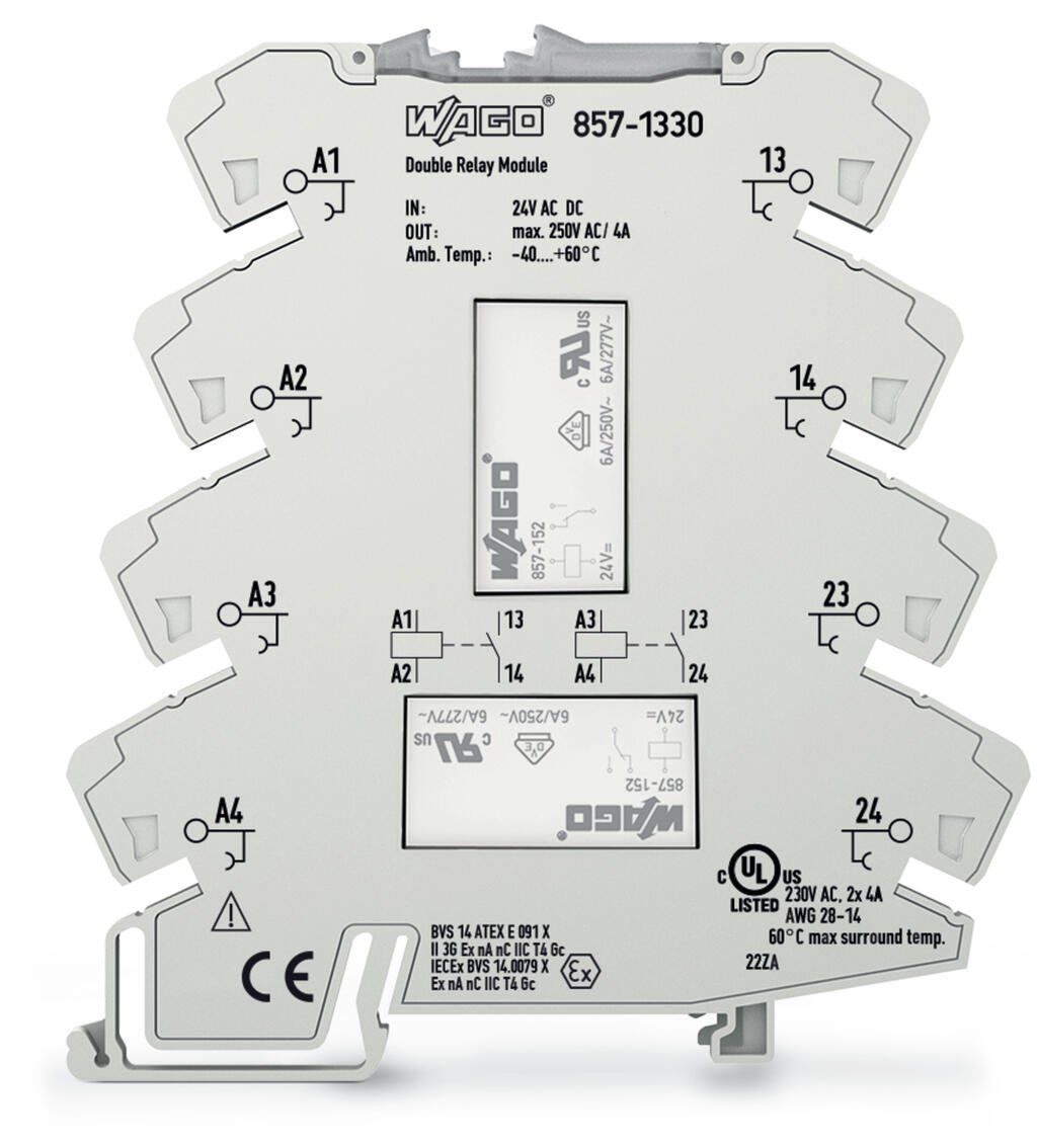 Wago 857-1330 24V AC/DC 4A Ledli 2 Portlu Slim Röle