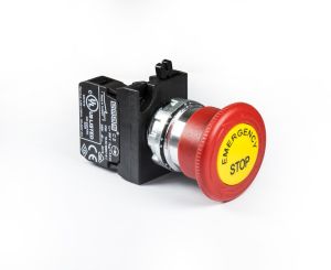 Emas CM200EE CM Serisi Metal 1NC Acil Stop 40 mm Çevirmeli Etiketli Kırmızı 22 mm Buton