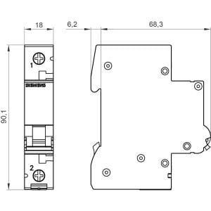 Siemens 5SL6106-6YA 6kA B Tipi 6 Amper Tekli Otomatik Sigorta