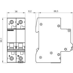 Siemens 5SL6510-7 6kA C Tipi 10 Amper 1Faz+1Nötr Otomatik Sigorta