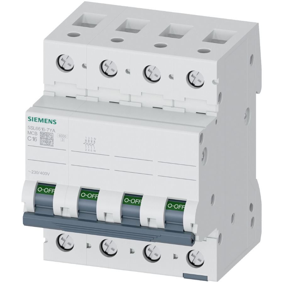 Siemens 5SL6616-7YA 6kA C Tipi 16 Amper 3P+1N Dörtlü Otomatik Sigorta