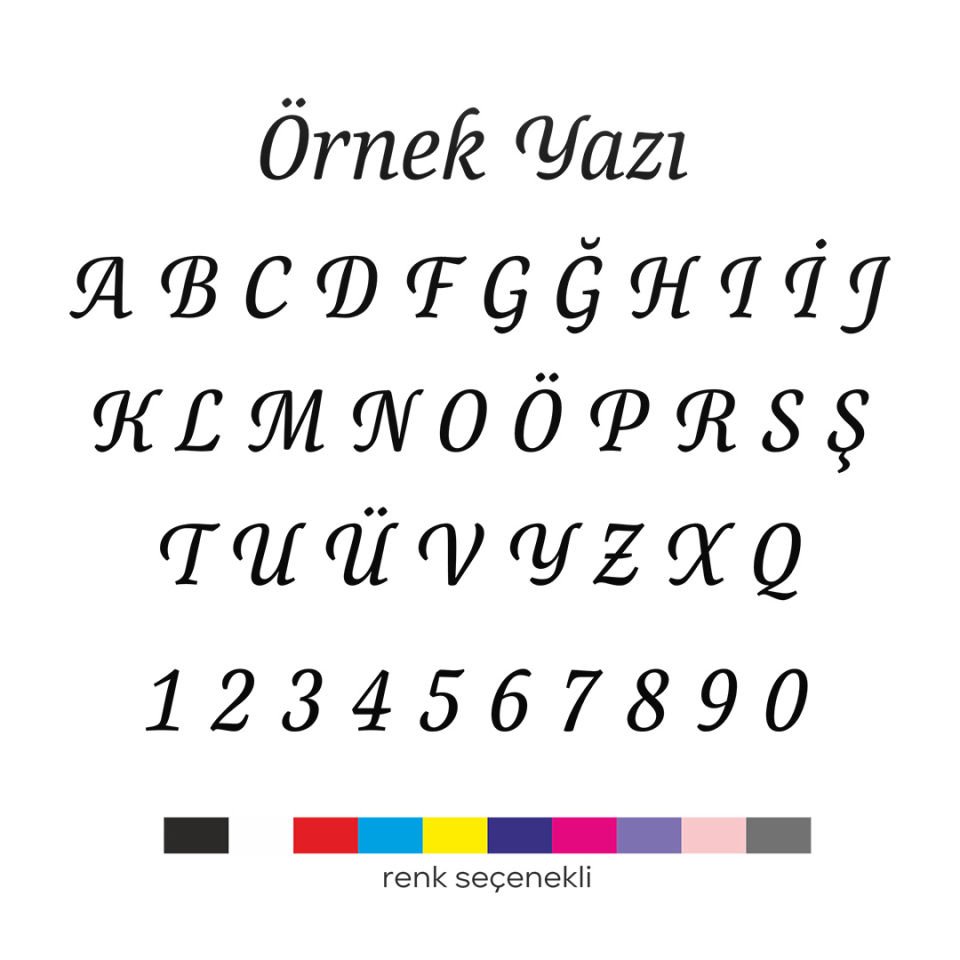 3mm Renkli Pleksi Harf ve Sayı kesim Font 1 (Renk & Boy Seçimli)