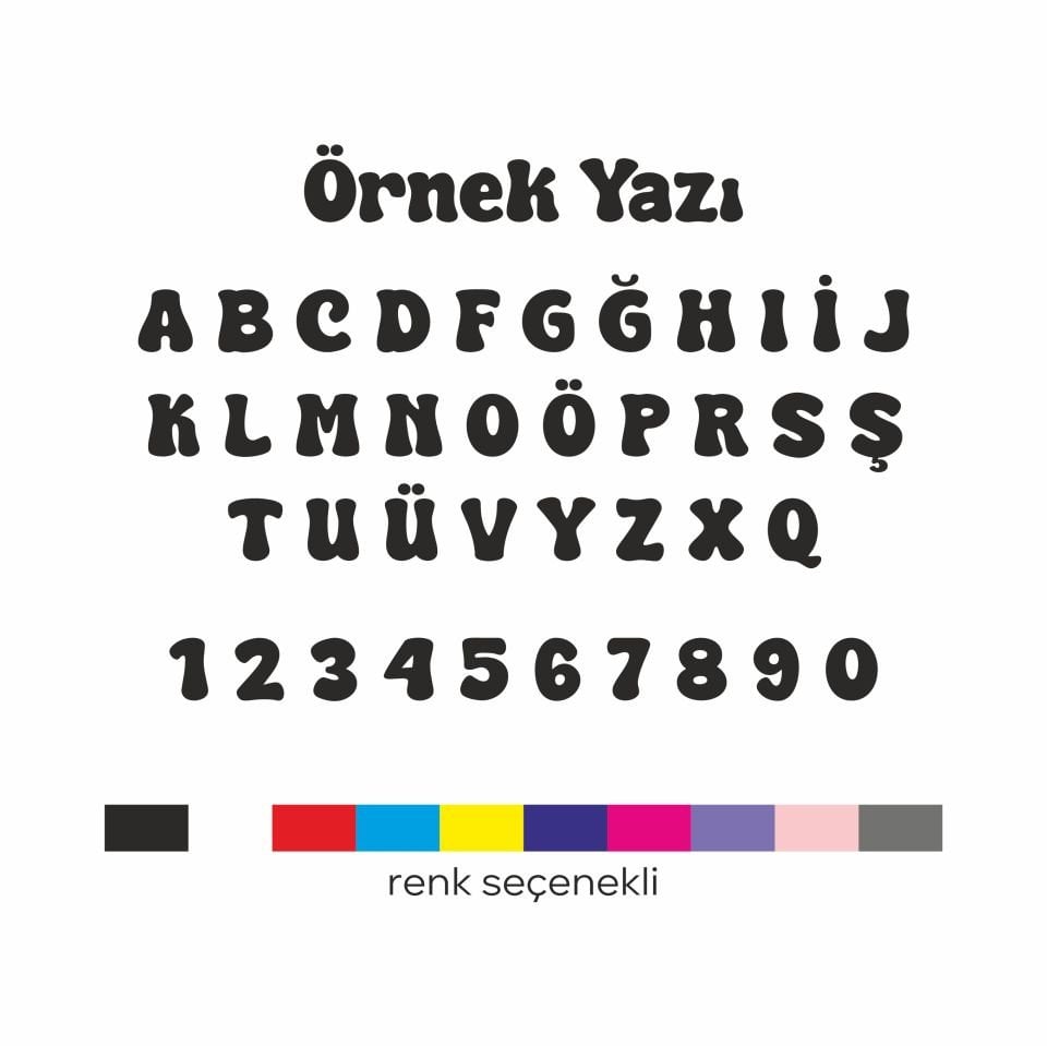 3mm Renkli Pleksi Harf ve Sayı kesim Font 2 (Renk & Boy Seçimli)