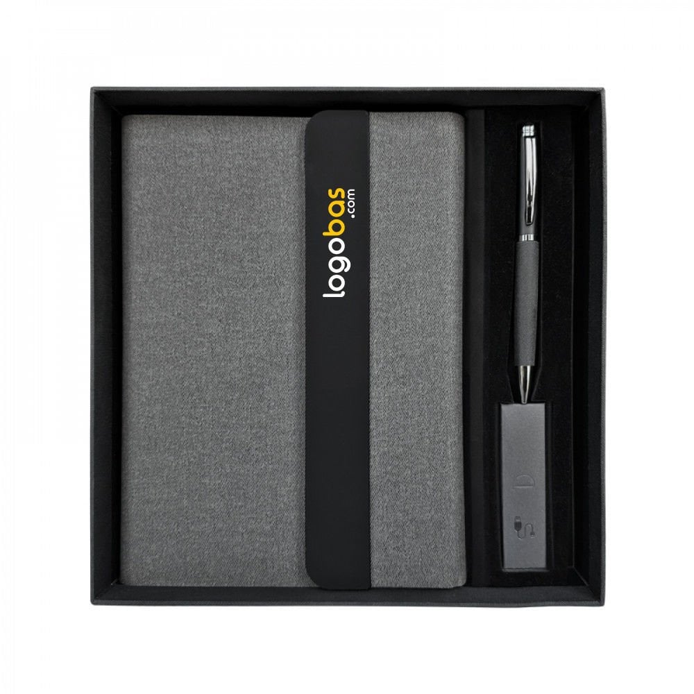 Premium Powerbank - Temassız Şarjlı Lüx Organizer, Defter, Kalem