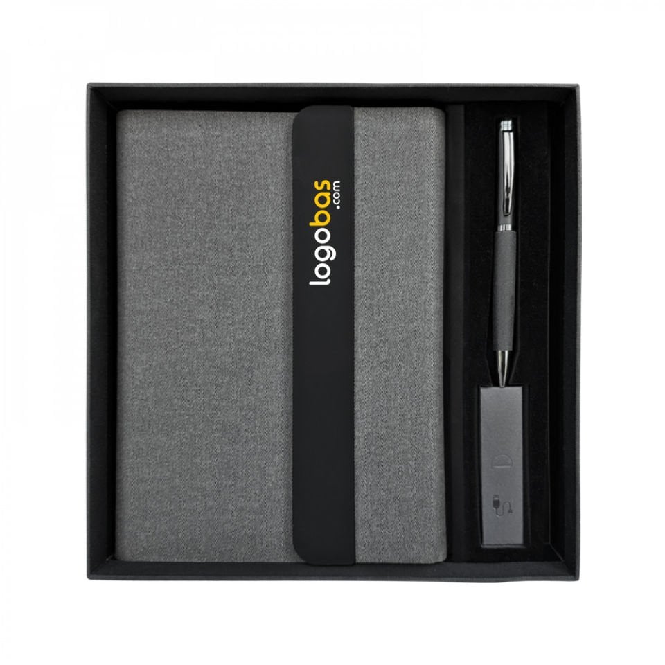 Premium Powerbank - Temassız Şarjlı Lüx Organizer, Defter, Kalem