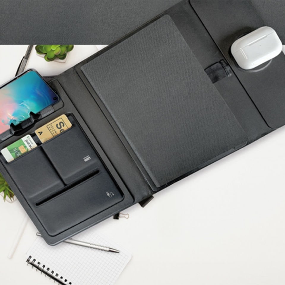 Premium Powerbank - Temassız Şarjlı Lüx Organizer, Defter, Kalem