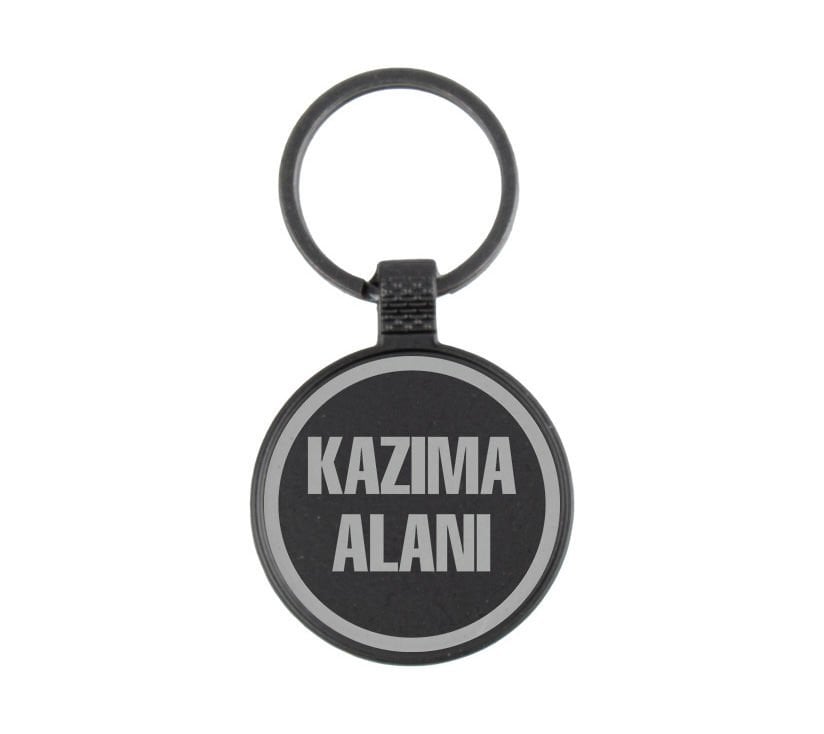 Yuvarlak Metal Lazer Kazımalı Anahtarlık