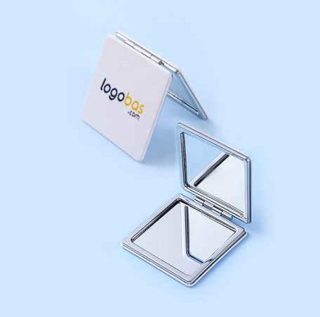 Promosyon Kare Ayna – Logolu, Çanta Boy (Çap 7,1 cm)