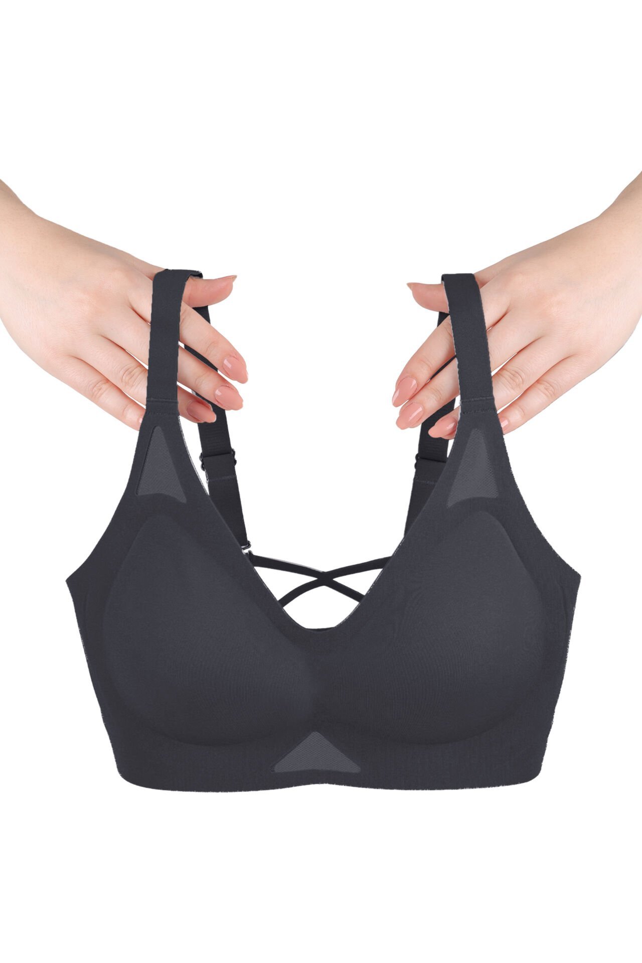 Balensiz Push Up Dikişsiz Çıkarılabilir Pedli Nefes Alan Sporcu Sütyen 80B - Siyah