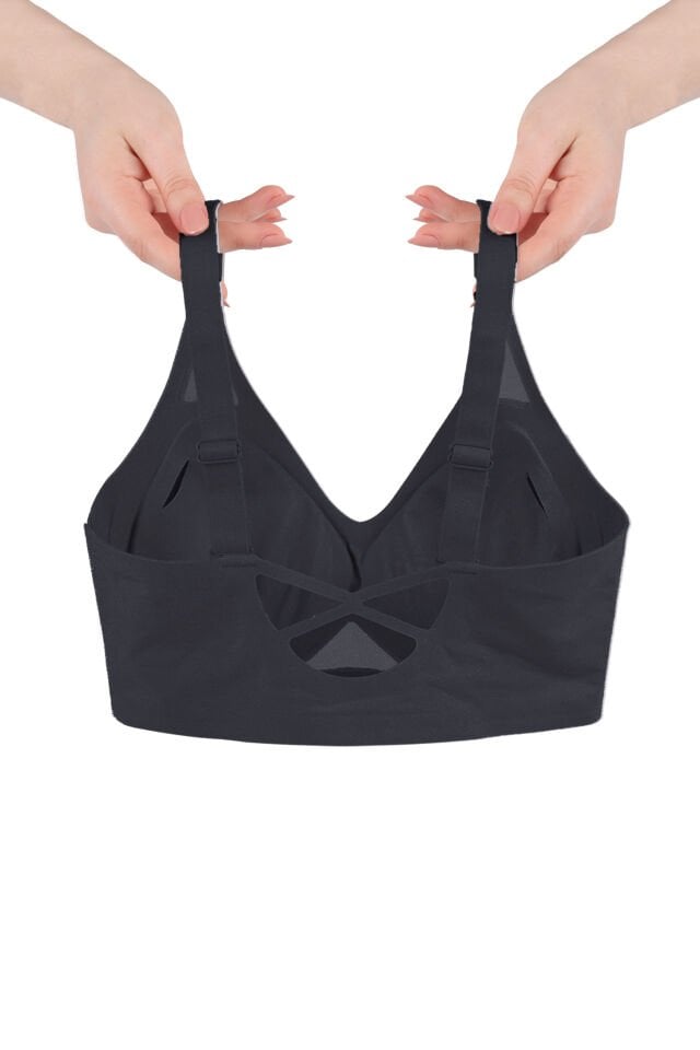 Balensiz Push Up Dikişsiz Çıkarılabilir Pedli Nefes Alan Sporcu Sütyen 80B - Siyah