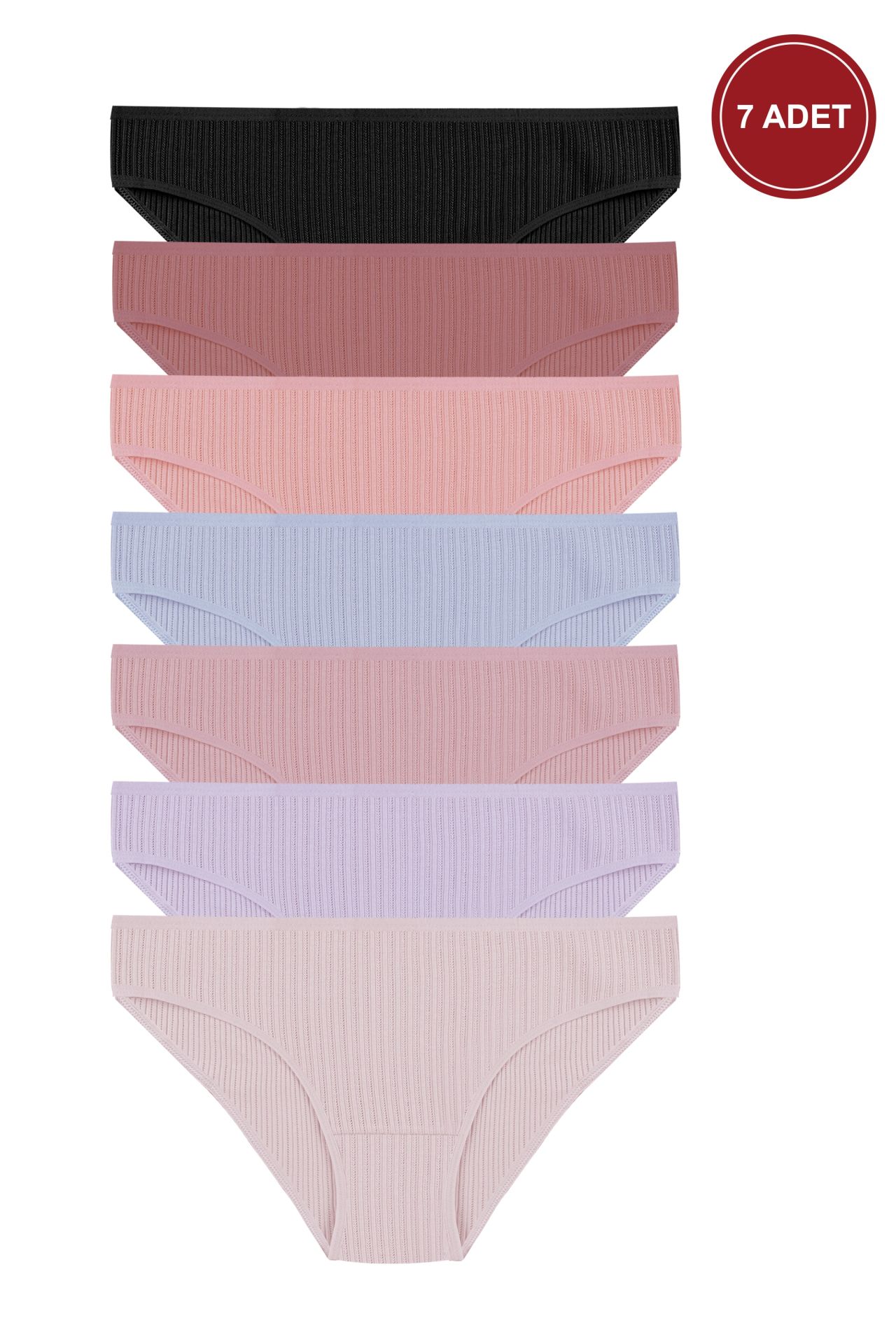 Kadın 7'li Ajur Slip Mavi -  Pembe - S -  M