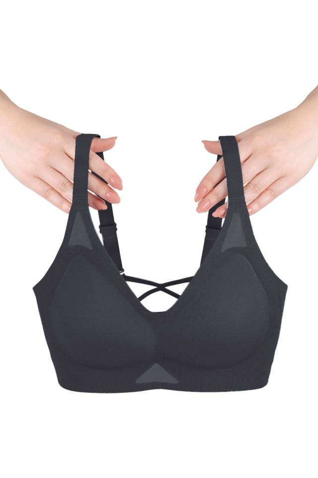 Balensiz Push Up Dikişsiz Çıkarılabilir Pedli Nefes Alan Sporcu Sütyen 90B - Siyah