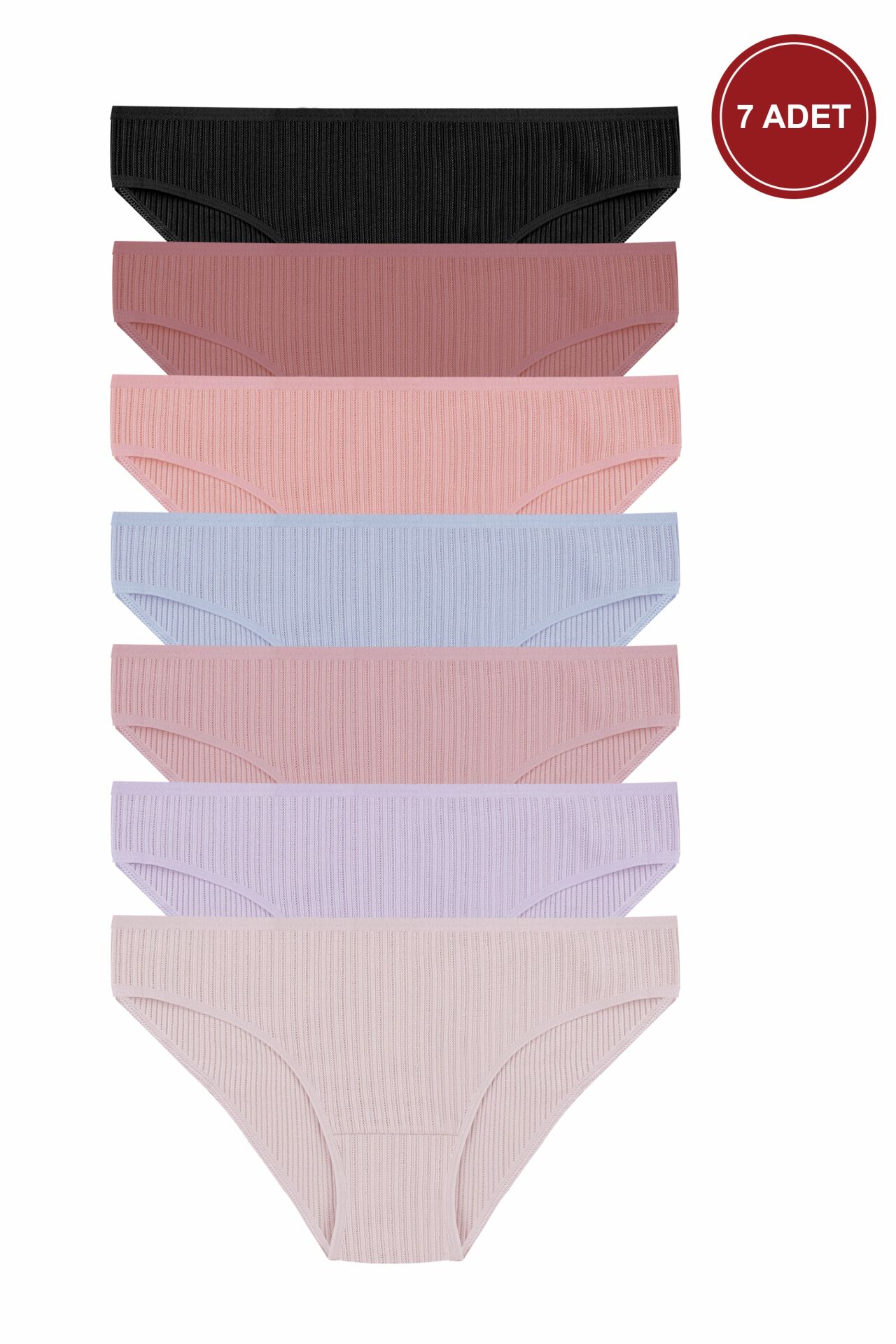 Kadın 7'li Ajur Slip Mavi -  Pembe - L  - XL