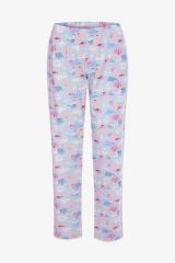 Kadın Pamuklu Mavi Çiçekli Ayıcıklı Baskılı Pijama Takımı KO70125 Mavi Çiçekli - M