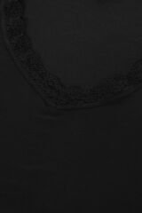 Kadın Viskon Yumuşak Dokulu Kısa Kollu Dantel Detaylı Pijama Takım KO70118 Siyah - S - KO70118 Siyah - S