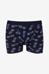 Erkek 3'lü Pamuklu Likralı Boxer KO9003BX-19 Ananas-Lacivert-Geometrik - M - KO9003BX-19 Ananas-Lacivert-Geometrik - M