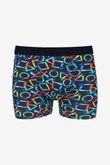 Erkek 3'lü Pamuklu Likralı Boxer KO9003BX-19 Ananas-Lacivert-Geometrik - M - KO9003BX-19 Ananas-Lacivert-Geometrik - M