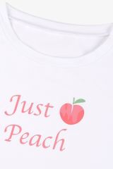 Kadın Düşük Omuzlu Şeftali Desenli Oversize Crop Şort Takım KO70122 Şeftalı - XL - KO70122 Şeftalı - XL
