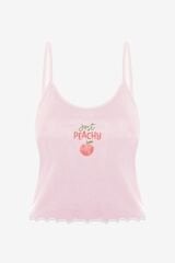 Kadın Pamuklu Baby Overloklu İp Askılı Şortlu Pijama Takımı KO70123 Şeftali - S - KO70123 Şeftali - S