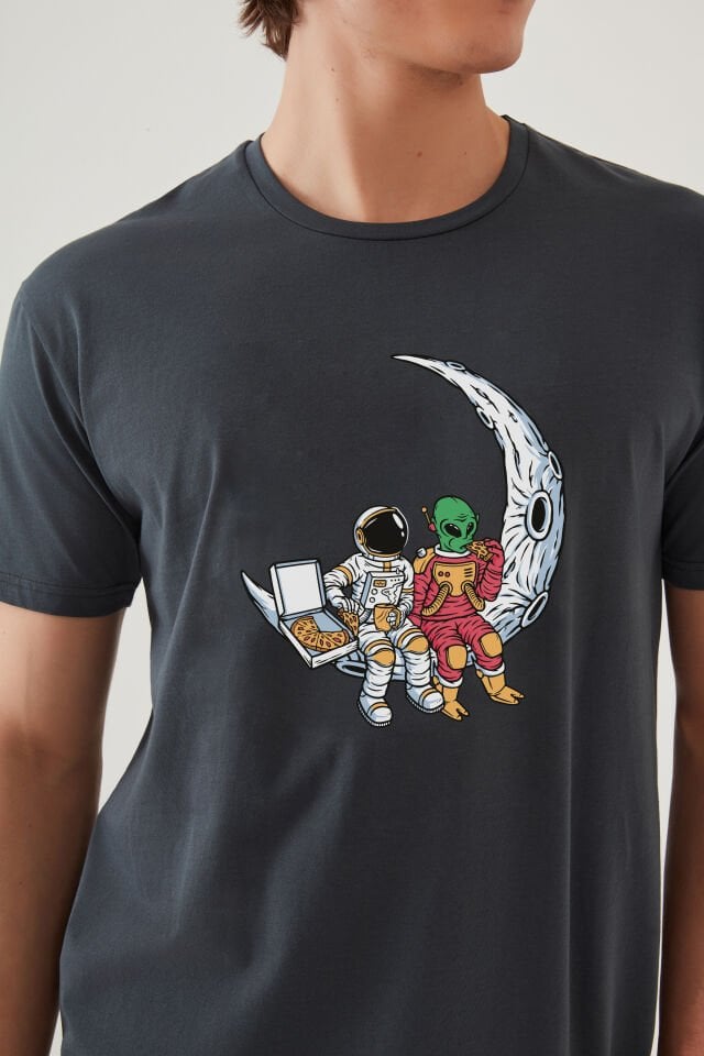 Erkek Pamuklu Füme Baskılı Cepli Şort Pijama Takımı 2XL - Füme - Beyaz