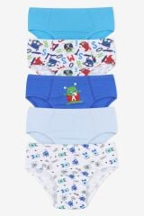 Erkek Çocuk 5'li Pamuklu Slip 3011-1 Canavar Desen - 9-12 Yaş