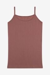 Kadın Pamuklu Likralı Fitilli İp Askılı Atlet 5161-5Ekru - L/XL - 5161-5Ekru - L/XL