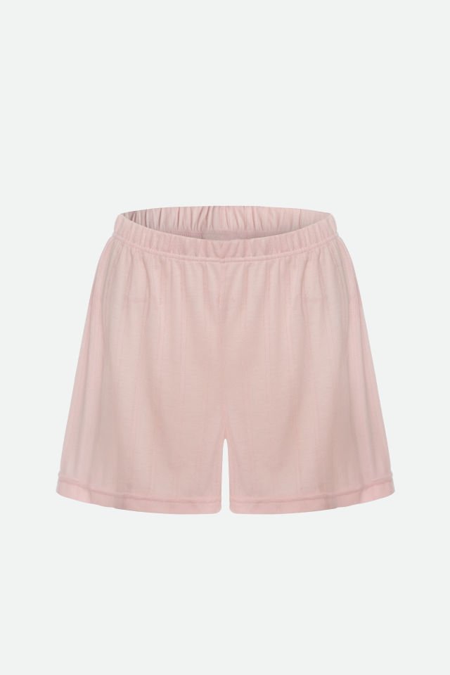 Kadın Pamuklu Şort M - Pudra