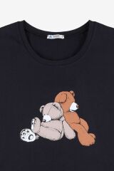 Erkek Kısa Kollu Pamuklu Ekose Desenli Ayıcık Baskılı Pijama Takımı KO60101 Bal Ekose Ayıcık Desen - XL - KO60101 Bal Ekose Ayıcık Desen - XL