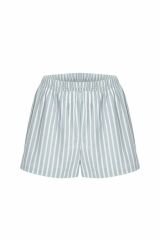 Kadın Pamuklu Çizgili Desenli İp Askılı Şortlu Pijama Takımı KO7203Ş-1 Mavi - M