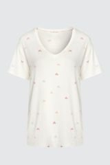 Kadın Kısa Kollu Viskon Kalp Desenli Şortlu Pijama Takımı KO70101 Kalp Desen - L - KO70101 Kalp Desen - L