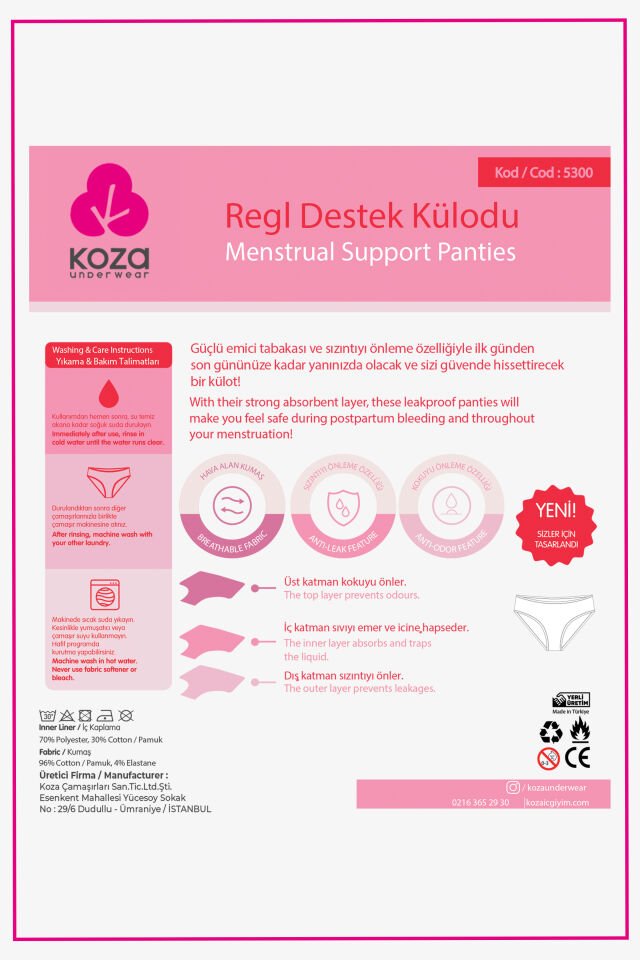 Siyah Yıkanabilir Regl Peroid Destek Külodu M - Siyah