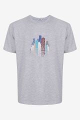 Erkek Gri Melanj Baskılı Şortlu Pijama Takımı KO6305TS-2 Gri Melanj - XL - KO6305TS-2 Gri Melanj - XL
