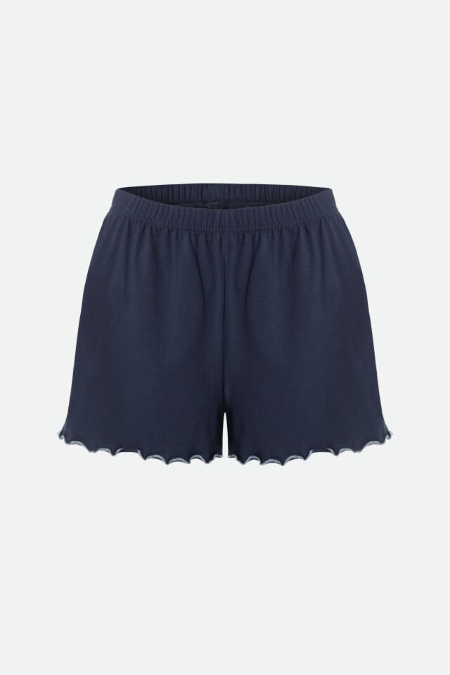 Kadın Çiçek Desenli Ajur Kaşkorse Şortlu Pijama Takımı L - Ekru - Siyah