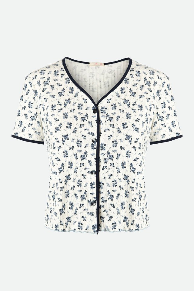 Kadın Çiçek Desenli Ajur Kaşkorse Şortlu Pijama Takımı XL - Ekru - Siyah