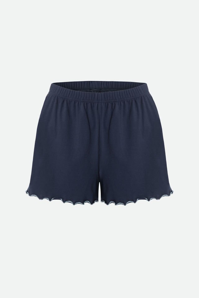 Kadın Çiçek Desenli Ajur Kaşkorse Şortlu Pijama Takımı XL - Ekru - Siyah